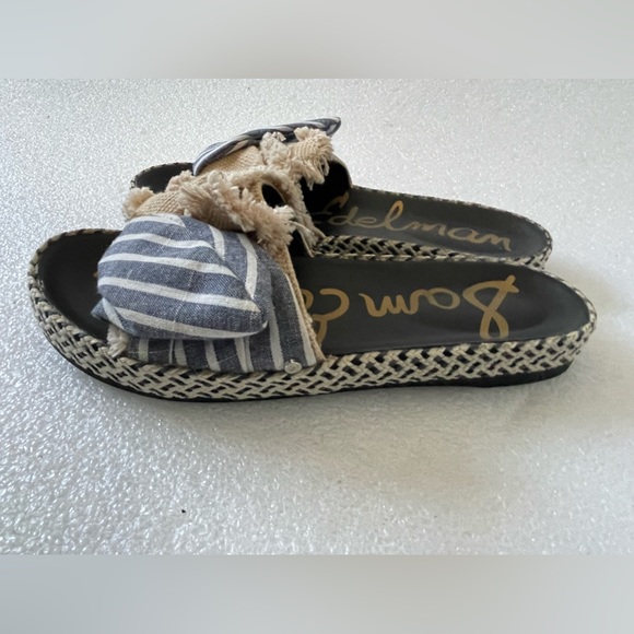Sam Edelman Women’s Slip on Sandals Bow Tie Blue/Beige  Sz 6 - Picture 3 of 6